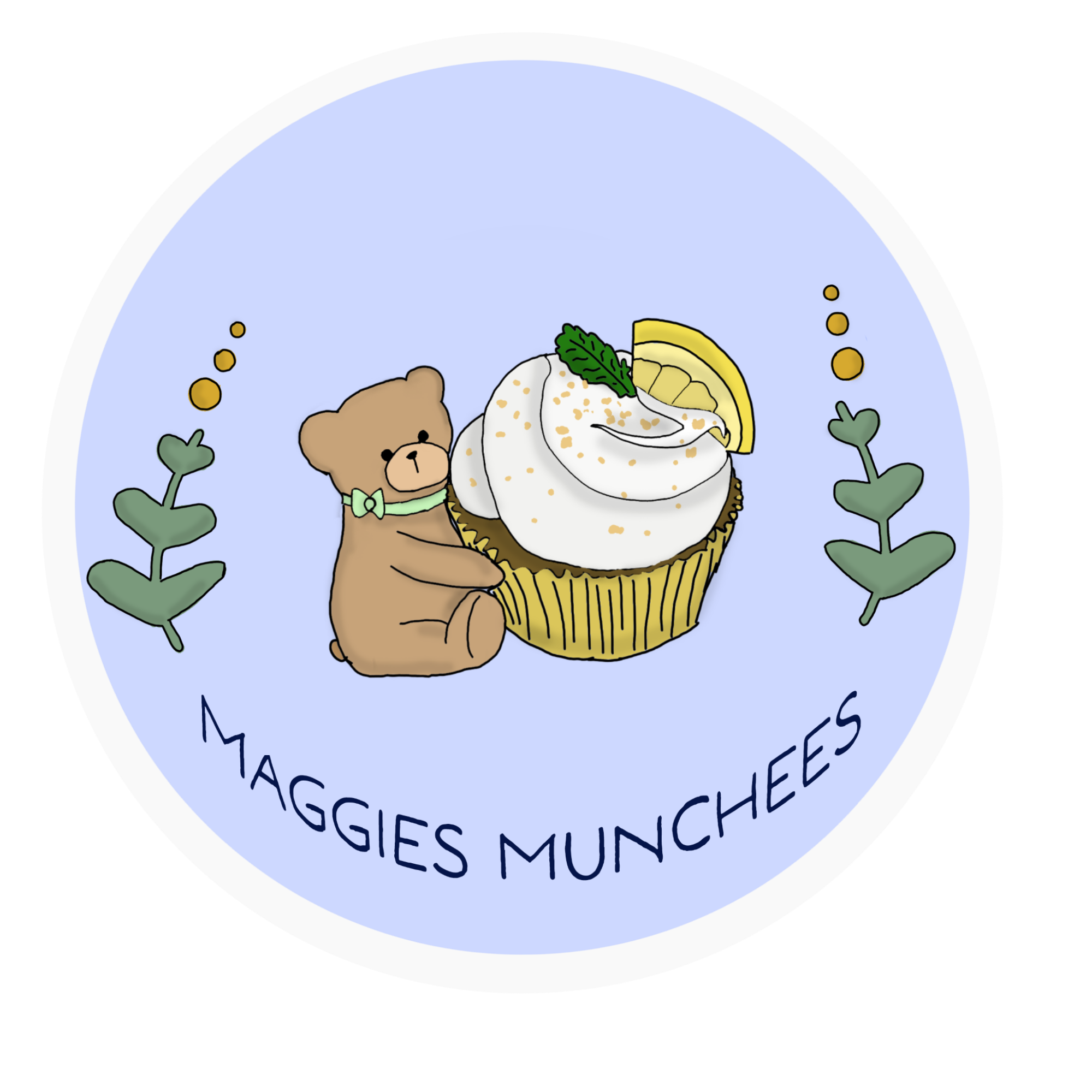 Maggie's Munchees logo — bear with cupcake